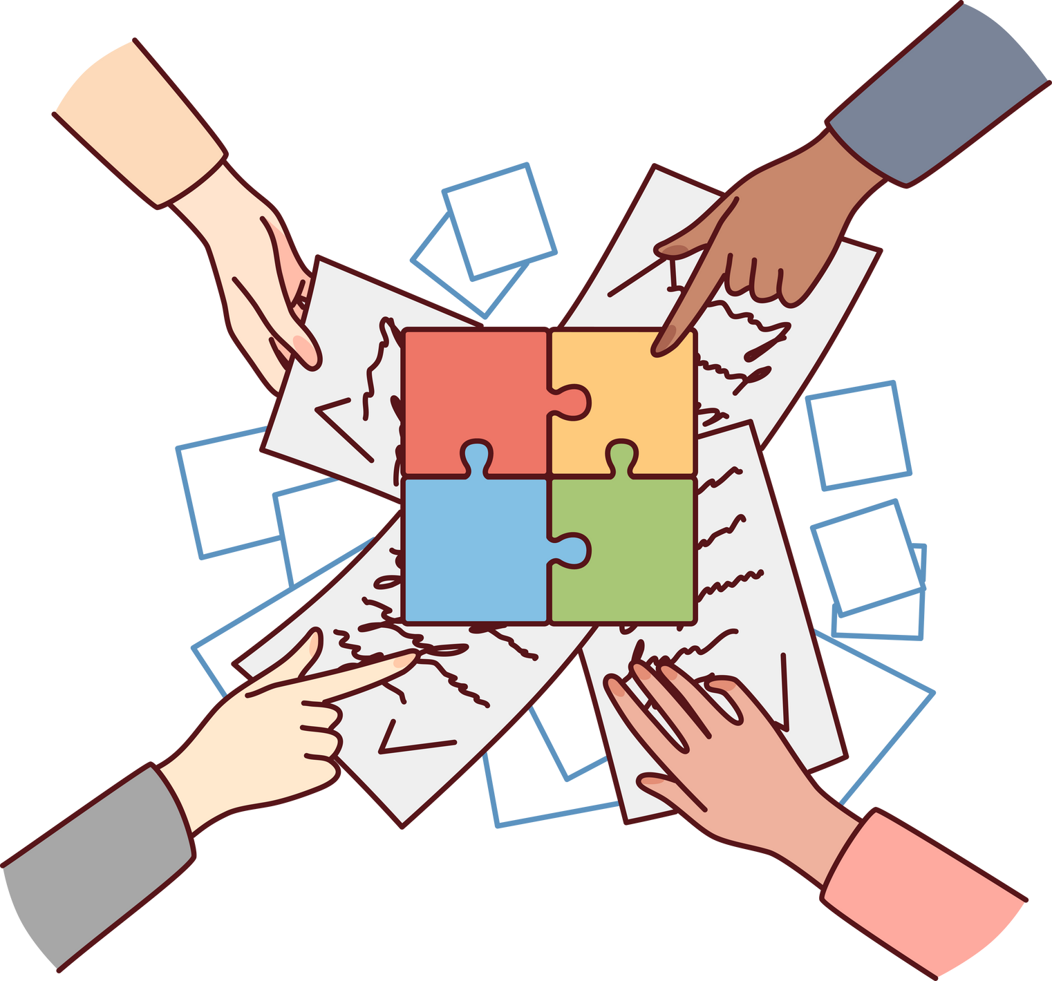 Businesspeople Join Jigsaw Puzzles Work Together